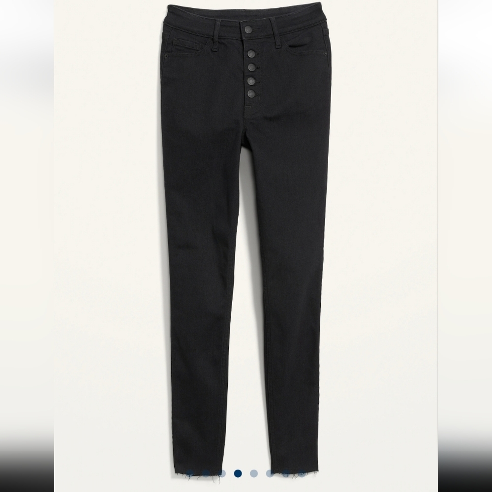 Black Old Navy Extra High-Waisted Button-Fly Rockstar 360° Stretch Super-Skinny